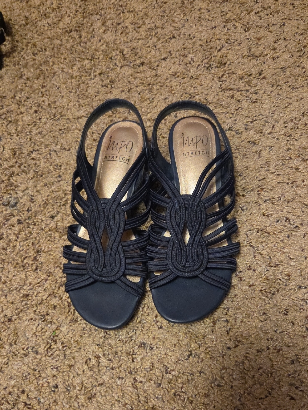 Impo Navy Blue Strappy Elastic Slingback Sandals